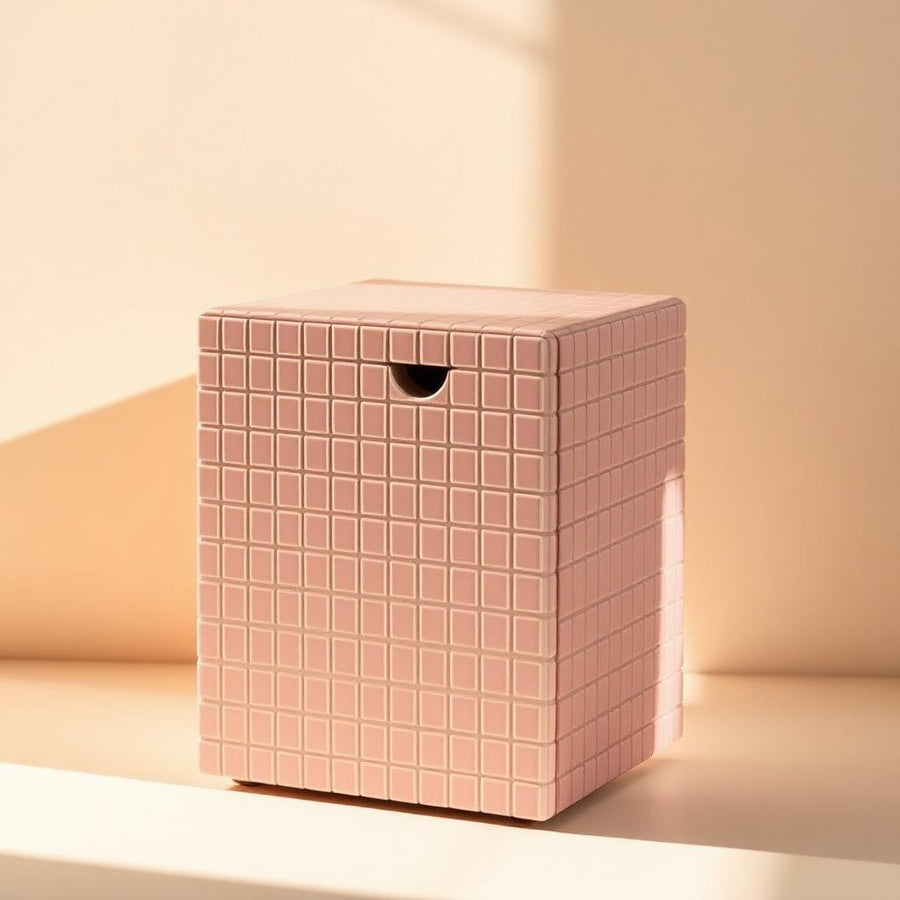 Nachttisch mit handverlegten Fliesen in Rosa
